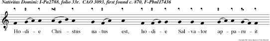 Hodie Christus natus est, hodie Salvator apparuit hodie in terra canun angeli, laetantur archangeli hodie exsul tan justi, dicentes: Gloria in excelsis Deo, alleluia.