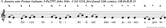 In ferven tis olei dolium missus joannes apostolus divina sepro tegen te gratia illesus exivit alleluya. magnificat e u o u a e.