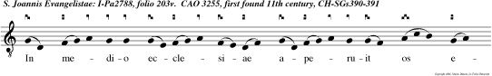 In medio ecclesiae aperuit os ejus, et implevit eum Dominus spiritu sapientiae et intellectus stolam que gloriae induit eum, alleluia alleluia alleluia.