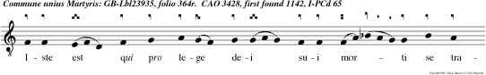 Iste est qui pro lege dei sui morti se tradidit non dubitavit mori ab iniquis interfectus est et in eternum vivit cum chri sto agnum secutus est et accepit palmam.