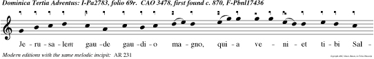 Jerusalem gaude gaudio magno, quia veniet tibi Salvator, alleluia.