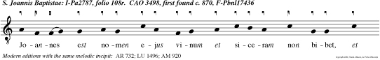 Joannes est nomen ejus vinum et siceram non bibet, et mul ti in nativitate ejus gaudebun
