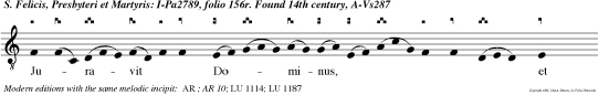 Juravit Dominus, et non paenitebit eum: Tu es sacer dos in aeternum secundum ordinem Melchisedech. v.Dixit Dominus Domino meo: Sede a dextris meis.