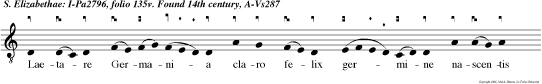 Laetare Germania claro felix germine nascentis Elisabeth ex regali semine.