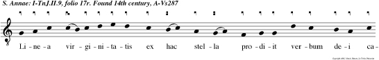 Linea virginitatis ex hac stella prodiit verbum dei caro factum quod in carne subiit.
