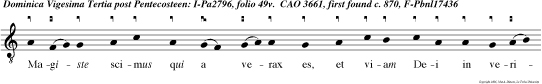 Magiste scimus qui a verax es, et viam Dei in veritate doces, alleluia.