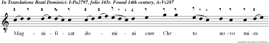 Magnificat domini cum Chr to novo mira culo d?vo dorem mirificum e jus profert extumulo alle luya. magnifi. e u o ua