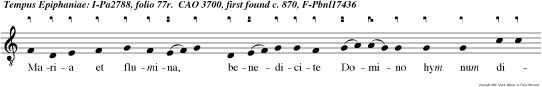 Maria et flumina, benedicite Domino hym num dicite, fontes, Domino, alleluia.