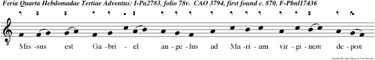 Missus est Gabri el angelus ad Mariam virginem depon satam Joseph.