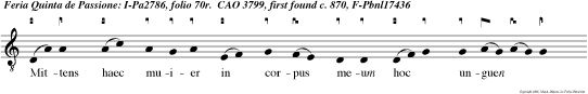 Mittens haec muier in corpus meum hoc unguen tum, ad sepeliendum me fecit.
