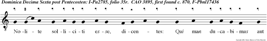 Nolite solliciti esse, dicentes: Qui man ducabimus aut quid bibemus Scit enim Pater vester coelestis qui vobis necesse sit, alleluia.