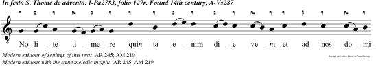 Nolite timere quin ta enim die veniet ad nos dominus noster e u o u a e.