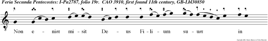 Non enim misit Deus Filium suum in mun dum ut judicet mun dum sed ut salvetur mun dus per ipsum alleluia.