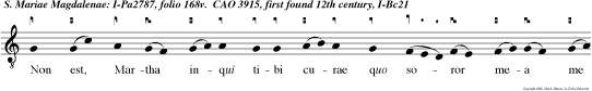 Non est, Martha inqui tibi curae quo soror mea me reliqui solam ministrare jube illi ut me adjuvet.