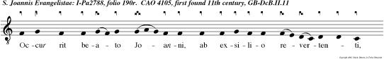 Occur rit beato Joanni, ab exsilio revertenti, omnis populus virorum ac mulierum claman tium et dicentium: Benedictus qui venit in nomine Domini.