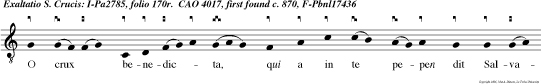 O crux benedicta, qui a in te pepen dit Salvator mun di, et in te triumphavit Rex angelorum, alleluia.