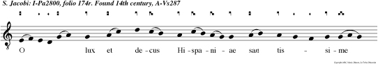 O lux et decus Hispaniae san tissime
Jacobe, qui inter apostolos primatum tenes, primus
eorum martyrio laureatus! O singulare praesidium,
qui meruisti videre redem torem nostr adhuc
mortalem in deitate tra formatum Exaudi preces ser
vorum tuorum et intercede pro nostra salute
omniumque populorum
