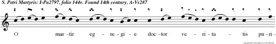O martir egregie doctor veritatis purita tis vasculum norma san tita tis tua per suffragia veniam pecca tis et vitam in gloria presta cum be-