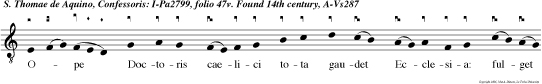 Ope Doctoris caelici tota gaudet Ecclesia: fulget Ordo Dominici peculiari gloria.