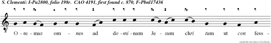 Oremus omnes ad dominum Jesum chri tum ut con fessoribus suis fon-= tis venas aperiat. Benedic tus e u o u a e.