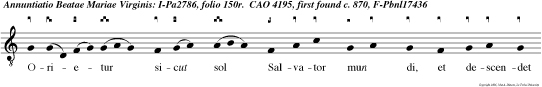 Orietur sicut sol Salvator mun di, et descendet in uterum Virginis, sicut imber super graman