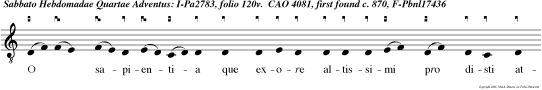 O sapientia que exore altissimi pro disti attingen a fine usque ad finem for titer suaviter que disponen omnia veni ad cendum nos viam pruden tie. Magnificat e u o u a e.