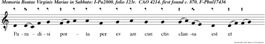 Paradisi porta per ev am cun ctis clausa est et per mariam virginem iterum patefac ta est. Alleluya Domine dominus e u o u a e.