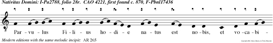 Parvulus Filius hodie natus est nobis, et vocabitur Deus, Fortis, alleluia alleluia.