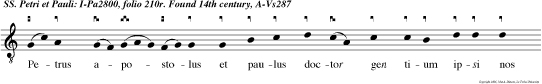 Petrus apostolus et paulus doctor gen tium ipsi nos do cuerunt legem tuam domine.