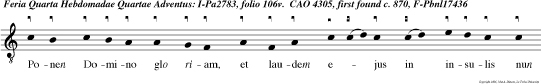 Ponen Domino glo riam, et laudem ejus in insulis nun tiabun quia ecce veniet et non tardabit.