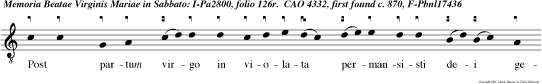 Post partum virgo in violata permansisti dei genitrix inter cede pro nobis. alleluya Domine regnum e u o u a e.