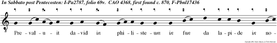 Prevaluit david in philisteum in fun da lapide in nomine domini. e u o u a e.