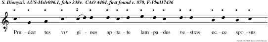 Pruden tes vir gines aptate lampades vestras ecce sposus venit exite obviam ei.