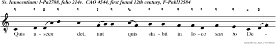 Quis ascen det, aut quis stabit in loco san to Dei? Innocentes manibus et mun di corde.