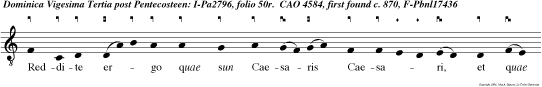 Reddite ergo quae sun Caesaris Caesari, et quae sun Dei Deo, alleluia.
