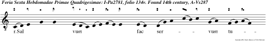 r.Sal vum fac servum tuum, Deus meus, sperantem in te. Auribus percipe Domine orationem meam.