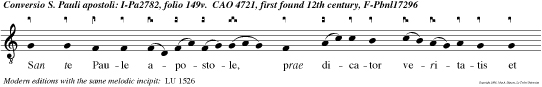 San te Paule apostole, prae dicator veritatis et doctor gen tium, inter cede pro nobis ad Deum qui te elegit.