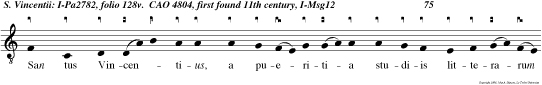 San tus Vincentius, a pueritia studiis litterarum traditus, super na sibi pro vidente clemen tia, gemina scientia efficacissime claruit.