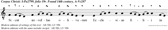 Sicut novellae olivarum Ecclesiae filii in circuitu men sae Domini.