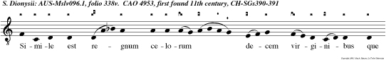 Simile est regnum celorum decem virginibus que accipientes lampades suas exierunt obviam sponso et sponse.