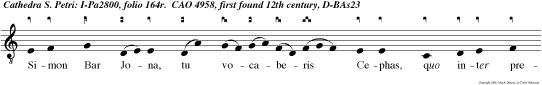 Simon Bar Jona, tu vocaberis Cephas, quo inter pretatur Petrus Janitor coeli, pulsan tibus aperi supra modum peccavimus omnes dimitte septuagies septies.