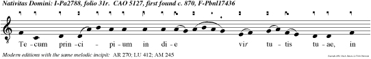 Tecum principium in die vir tutis tuae, in sple doribus san torum ex utero ante luciferum genui te.
