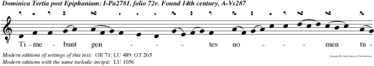Timebunt gentes nomen tuum, Domine, et omnes reges terrae gloriam. tuam. v.Quo niam aedificavit Dominus Sion, et videbitur in majestate sua.