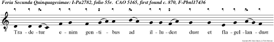 Tradetur enim gentibus ad illuden dum et flagellandum et crucifigendum.