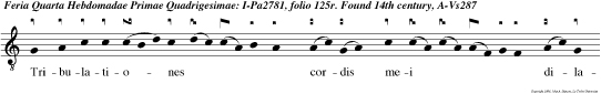 Tribulationes cordis mei dilatatae sunt: de necessitatibus meis eripe me, Domine. v.Vide humilitatem meam, et laborem meum: et dimitte omnia peccata mea.