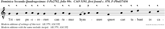 Trium puerorum cantemus hymnum quem can tabant in camino igni benedicen tes Dominum