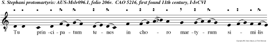 Tu principatum tenes in choro martyrum similis angelo qui pro te lapidantibus deum deprecatus es bea te stephane intercede pro nobis ad dominum.
