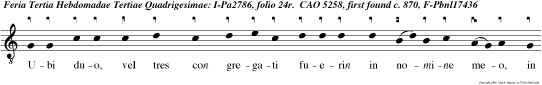 Ubi duo, vel tres con gregati fuerin in nomine meo, in medio eorum sum, dicit Dominus