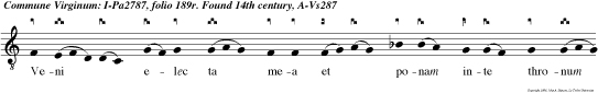 Veni elec ta mea et ponam inte thronum meum qui a con cupivit rex spetiem tuam. Bene dictus e u o u a e.