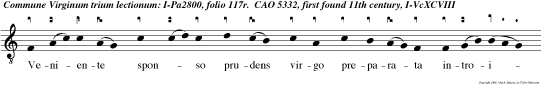 Veniente sponso prudens virgo preparata introivit cum eo ad nuptias. Domine dominus e u o u a e.
